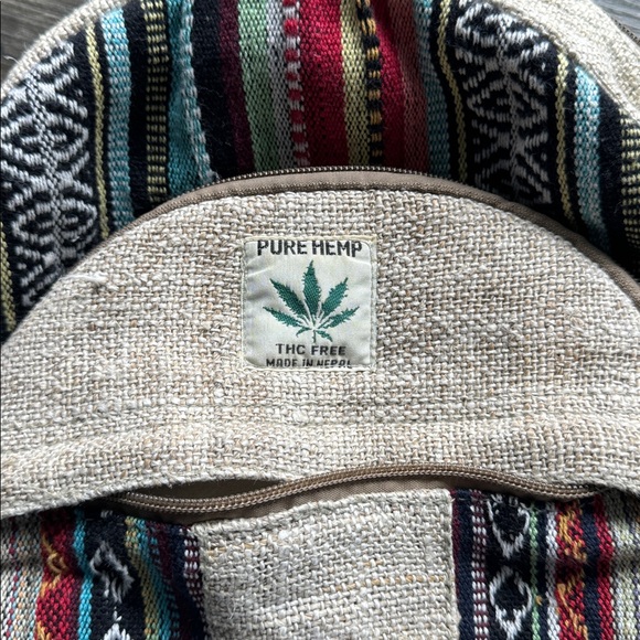 Himalayan Pure Hemp Rainbow Multicolor Large Pocket Design Backpack - Picture 2 of 5